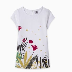 Chic White Zebra Print Kids Dress